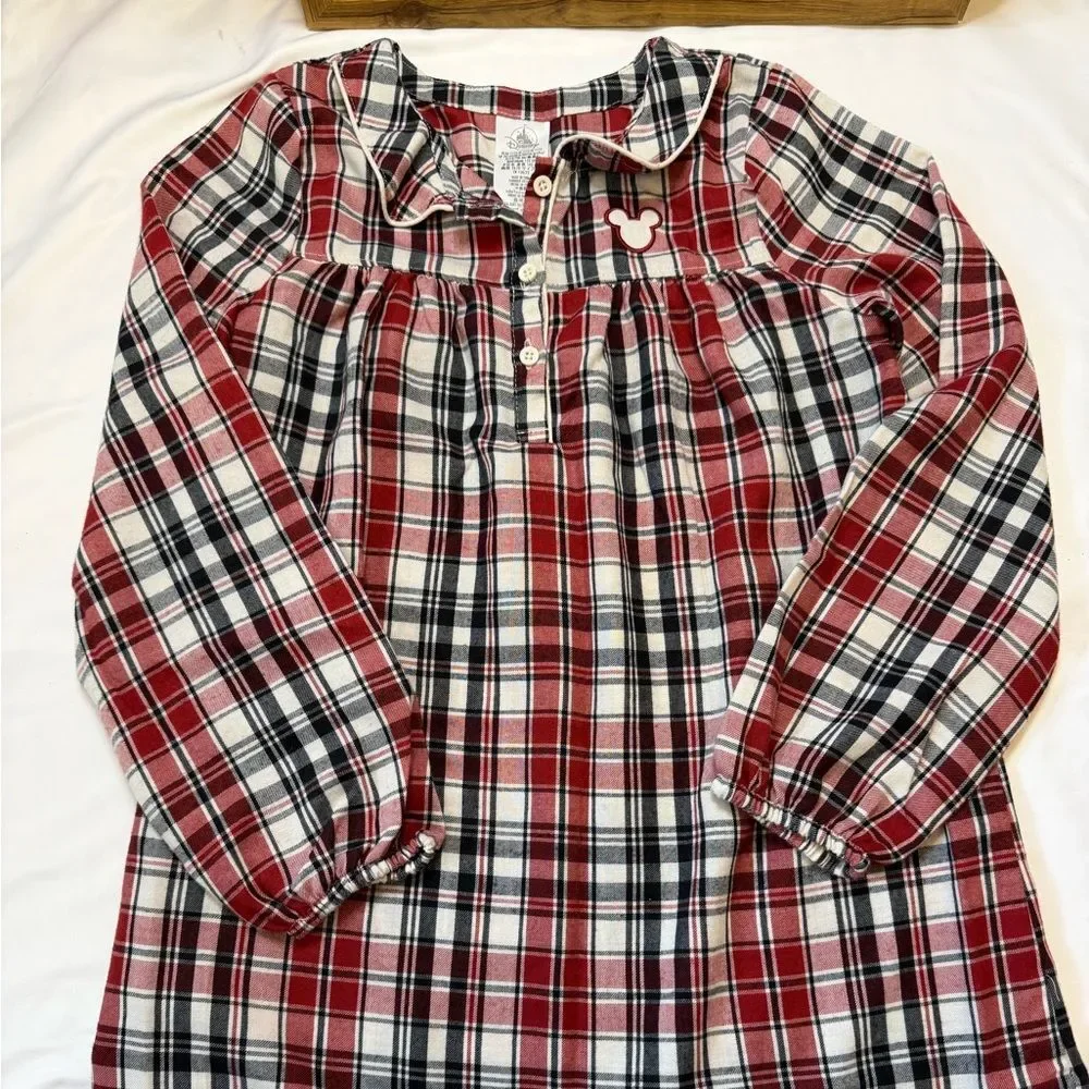 Girls Disney size 11/12 Mickey flannel red plaid nightgown - Picture 2 of 7